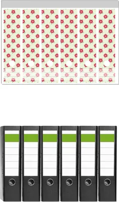 Produktbild von Wallario 6 Stück breite Ordner inkl. Klebeetiketten mit Motive Muster mit Blüten und Blättern -  Set mit Rückenschildern / Ordnerrücken Stickern