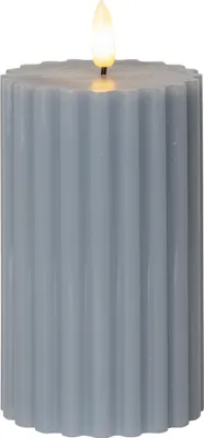 Produktbild von LED Wachskerze Flamme Stripe Batterie Timer blau 15x7,5cm