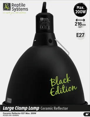 Produktbild von Reptile Systems Klemmleuchte mit Reflektor, Black Edition - L (Ø 216mm)