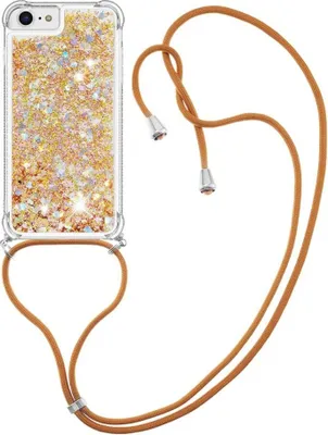 Produktbild von iPhone SE (2022/2020), iPhone 8 / 7 Hülle - Coverup Liquid Glitzer Back Cover mit Handykette - Gold