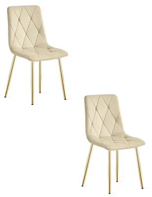 Immagine prodotto di Set di 2 sedie Libra in velluto beige e gambe oro