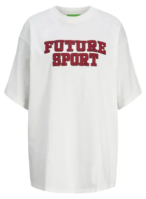 Imagen del producto de Camiseta larga de corte holgado para mujer, marca JJXX, modelo Jxriri, color blanco, talla S