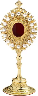 Produktbild von Monstranz Weiße Steine Reliquiar Hausaltar Messing Öffnung Hinten Gold 7634