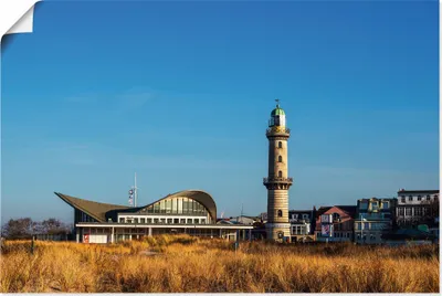Produktbild von ARTland Poster Leuchtturm mit Teepott in Warnemünde I Größe: 120x80 cm