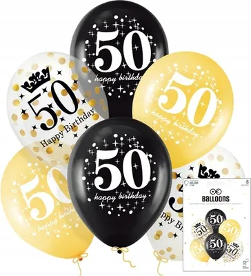 Zdjęcie produktu dla Zestaw Balonów Z Konfetti Na 50 Urodziny Jubiluszowe Dekoracja Urodzinowa