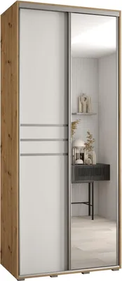 Produktbild von MEBLE KRYSPOL Cannes 11 Schrank mit 2 Schiebetüren - 205,2x110x60 cm - Artisan Weiß Silber