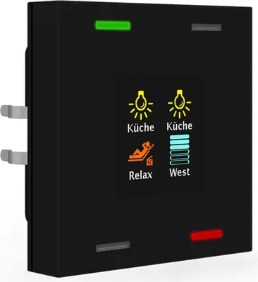 Produktbild von MDT BE-TAS550406.01 KNX Taster Smart 55 4-fach mit Farb-display Schwarz matt