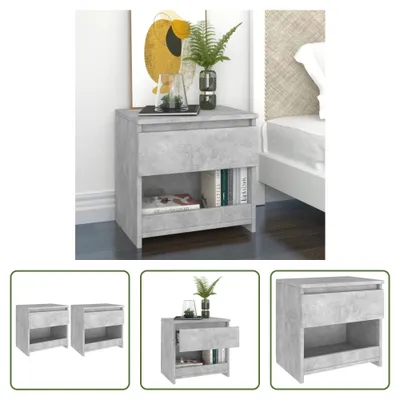 Produktbild von The Living Store Nachttische 2 Stk. Betongrau 40x30x39 cm Holzwerkstoff