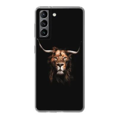 Produktbild von MuchoWow® Handyhülle Schutzhülle Hülle für Samsung Galaxy S21 Löwe - Horn - Schwarz Silikon Softcase Handy Hülle - Softcase