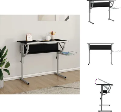 Produktbild von vidaXL Basteltisch Schwarz & Grau 110x53x(58-87)cm Holzwerkstoff Stahl - Schreibtische