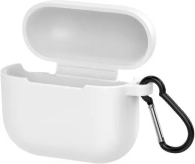 Image de Étui en silicone - compatible avec les AirPods 3 - avec mousqueton - Blanc