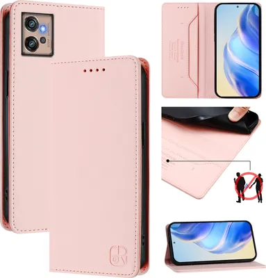 Produktbild von Lederhülle für Motorola Moto G32 Hülle Flip Brieftasche Kartenfächern Ständer Schutzhülle Pink