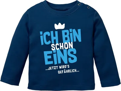 Produktbild von Baby Langarm-Shirt 1. Geburtstag Ich bin schon 1 jetzt wird's gefährlich Geburtstagsshirt Baumwolle MoonWorks® navy-blau 80/86 (10-15 Monate)