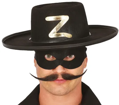 Productafbeelding van Bandietenhoed, accessoire voor carnaval/verkleedpartij, zwart hoed met masker, kleur: zwart