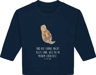 Produktbild von Mr. & Mrs. Panda Organic Baby Pullover Otter Kind 6. - 12. Monat - French Navy - Geschenk, Mama, Geburt, Mutter, Bullover, Familie