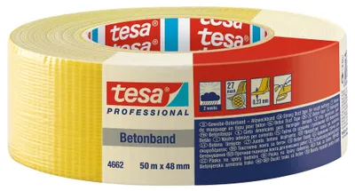 Productafbeelding van Reparatietape Tesa Textiel 4662 Betonband - 50 m x 48 mm - geel