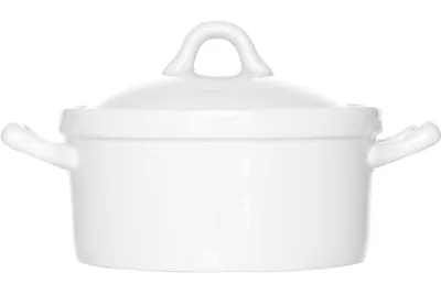 Produktbild von Mini - Auflaufform mit Deckel - D12xh9cm - Weiß - Porzellan