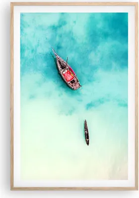Produktbild von Gerahmtes Poster - Rahmen in heller Eiche - Insel Boot Schiff Ozean - 61x91,5 cm - Wand Bild - Wanddeko - Wandbilder - Wandposter - Bilderrahmen - Bilder - Kunstdruck - Wandbild - P2NPA61x91-2923