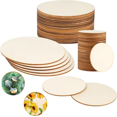 Holzscheiben, 50 Stück, 5 cm Ø, 2,5 mm, DIY-Bastelholz, rund