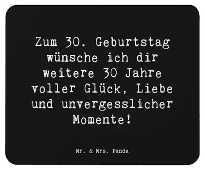 Produktbild von Mr. & Mrs. Panda Mauspad Spruch 30. Geburtstag Glück - Schwarz - Geschenk, unvergesslicher, personalisierte Geschenke, Mousepad, Happy Birthday, Meilenstein, Alter