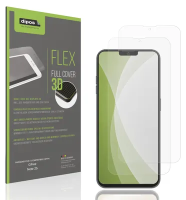 Produktbild von 2x Full Cover Schutzfolie matt für GFive Note 25 Panzerfolie Anti-Shock