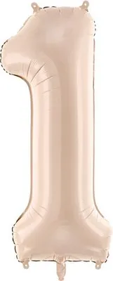 Immagine prodotto di Palloncino in foil numero "1", 72 cm, beige scuro
