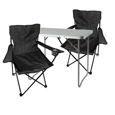 3-teiliges Campingmöbel Set Schwarz