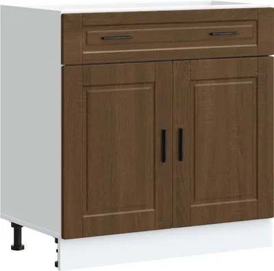 Image de vidaXL Élément bas de cuisine Porto brun imitation chêne Matériau dérivé du bois