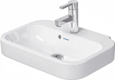 Obrázok produktu pre Duravit umývadlo s ručným umývaním HAPPY D.2 s prepadom, stolička s otvorom pre batériu, 500 x 360 mm, 1 otvor pre batériu biela