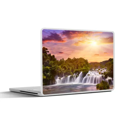 Produktbild von MuchoWow® Laptop Aufkleber Sticker Cover Wasserfall - Landschaft - Sonne - Wolken - Sonnenuntergang 30x21 cm - Sticker für Laptop - Selbstklebend