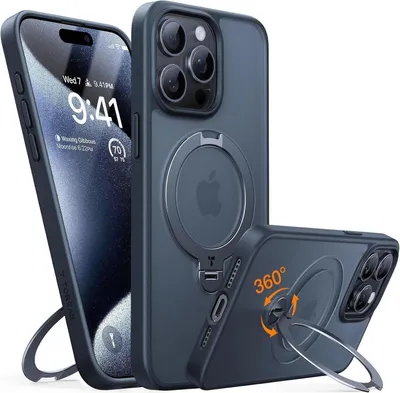 Produktbild von TORRAS iPhone 15 Pro Hülle mit 360° Ostand Spin Schwarz