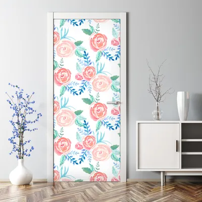 Produktbild von Dekorative Türposter Klebefolie selbstklebend Wandaufkleber Vintage Pfingstrosen 70 x 200 cm