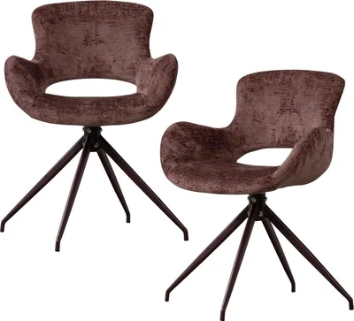 Image de Chaise de salle à manger Eliva Structure Velvet Purple - Lot de 2