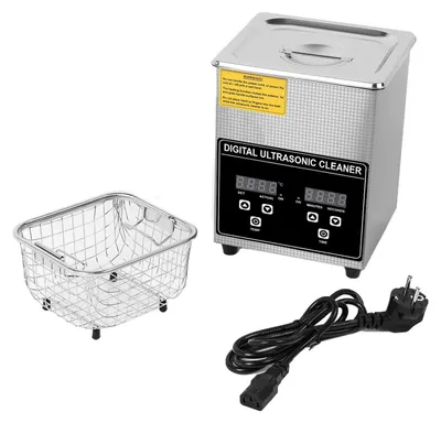 Obrázek produktu pro Ultrazvuková čistička – ultrazvuková lázeň o objemu 0,8 l – nerezová ocel – digitální časovač – ohřev – 220 V – stříbrná barva
