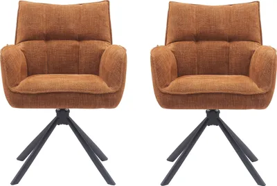 Produktbild von Armlehnstuhl >Marilla< (2er-Set) Federkern, Drehfunktion, rostfarben - 59x86x65 (BxHxT)