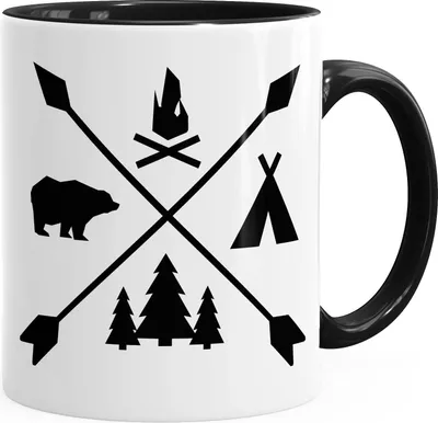 Produktbild von Kaffeetasse Adventure Camping Hipster Cross Teetasse Keramiktasse Autiga® schwarz unisize