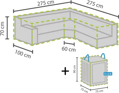 Produktbild von Abdeckung trapezförmig 275x275cm für Garten Lounge + Schutzhülle für 6-8 Kissen