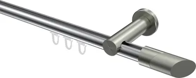 Produktbild von Interdeco Innenlaufstange / Gardinenstange mit Innenlauf Chrom / Edelstahl-Optik, Typ Platon Verano (Schräge), 20 mm Ø 1-läufig, 160 cm