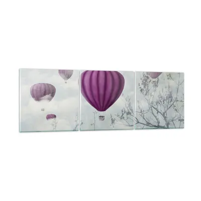 Produktbild von Bilder auf glas - Ballon Baum Flug - 90x30cm - Glasbilder - Wandbilder - Kunstdruck - zum Aufhängen bereit - Wanddekoration aus Glas - Glas Bilder - Wandbild auf Glas - 3 Teile - GCA90x30-3581