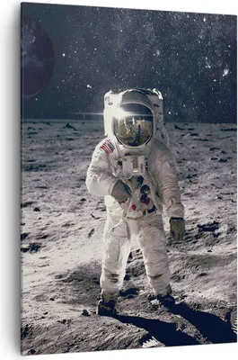 Produktbild von Bild auf Leinwand - Leinwandbild - Einteilig - Mond Erde Astronaut - 70x100cm - Wand Bild - Wanddeko - Wandbilder - Leinwanddruck - Wanddekoration - Leinwand bilder - Wandbild - PA70x100-4882