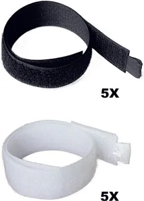 Produktbild von Easy Work Klettverschlußsatz, 300 x 25 mm, schwarz & weiß (10 Stück)