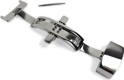Produktbild von Minott Edelstahl Faltschließe Butterfly mit zwei Drückern für Lederbänder, Anstoß:18 mm