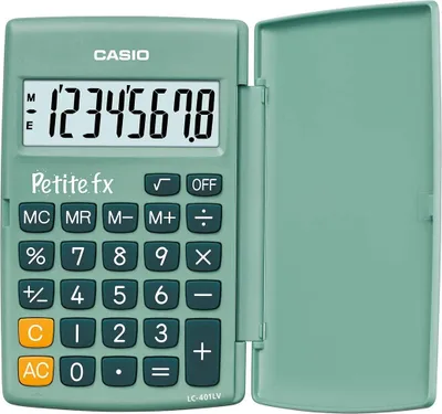 Image de Casio Petite fx, poche, Calculatrice simple, 8 chiffres, batterie, vert