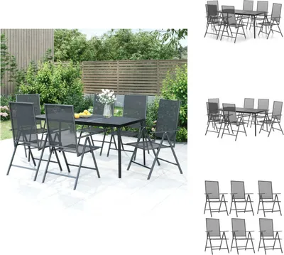 Immagine prodotto di vidaXL Set da pranzo da giardino 7 pezzi in acciaio antracite - Set di mobili da giardino
