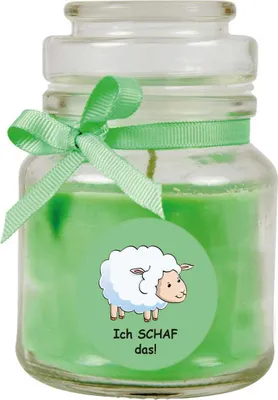 Produktbild von Duftkerze im Bonbonglas "Comic", Duft: Kokos ( Grün ), 120g - Brenndauer bis zu 30 Stunden