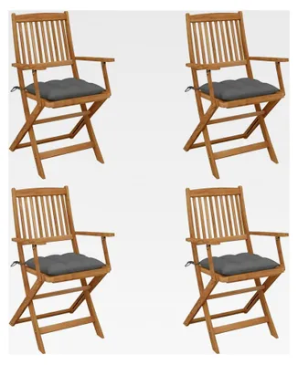 Produktbild von Klappbare Gartenstühle 4 Stück mit Kissen aus Akazienholz
