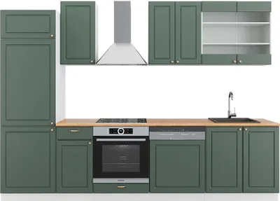 Produktbild von Küchenzeile Vicco Fame-Line Grün-Gold Landhaus/Weiß 300 cm , AP Eiche, Model 42501