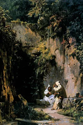 Produktbild von Carl Spitzweg Kunstdruck Bild - Disputierende Mönche, 1858-1860 (120 x 80 cm)