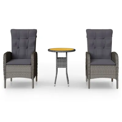 Obrázek produktu pro vidaXL 3dílný zahradní set Poly Rattan Grey