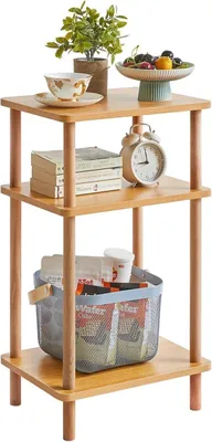 Image de IBUYKE Table d'appoint en bois à 3 niveaux Blanc 39x29x68.5cm
